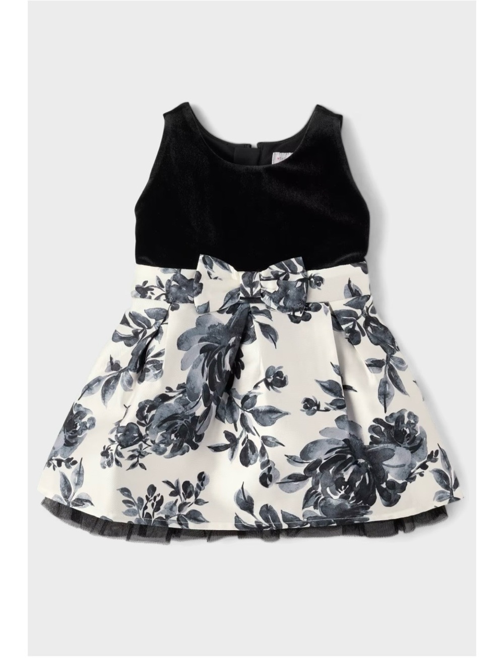 Toddler Girls Floral Velour Fit And Flare Dress - Black
